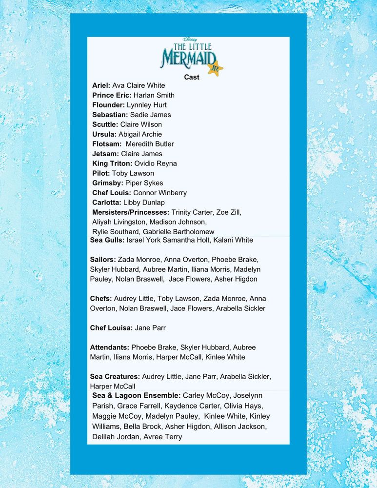 The Little Mermaid Jr. Cast